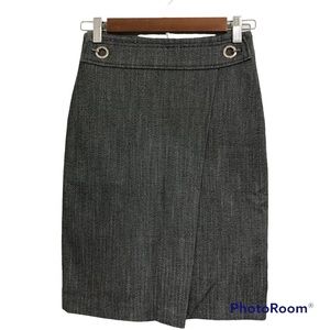 H&M Womens Gray & Black Herringbone Pattern Knee Length Pencil Skirt Size 2